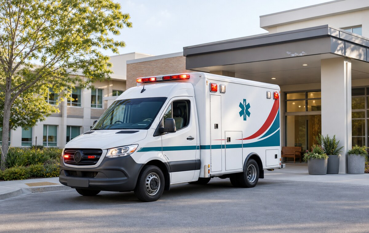 Ambulancia de suporte para servico de emergencia medica.